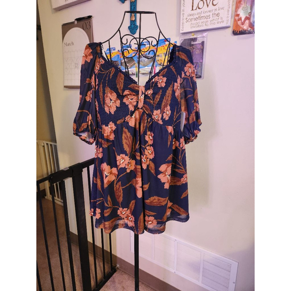 Dr2 by Daniel Rainn Mesh Babydoll Top Indigo - Picture 2 of 7